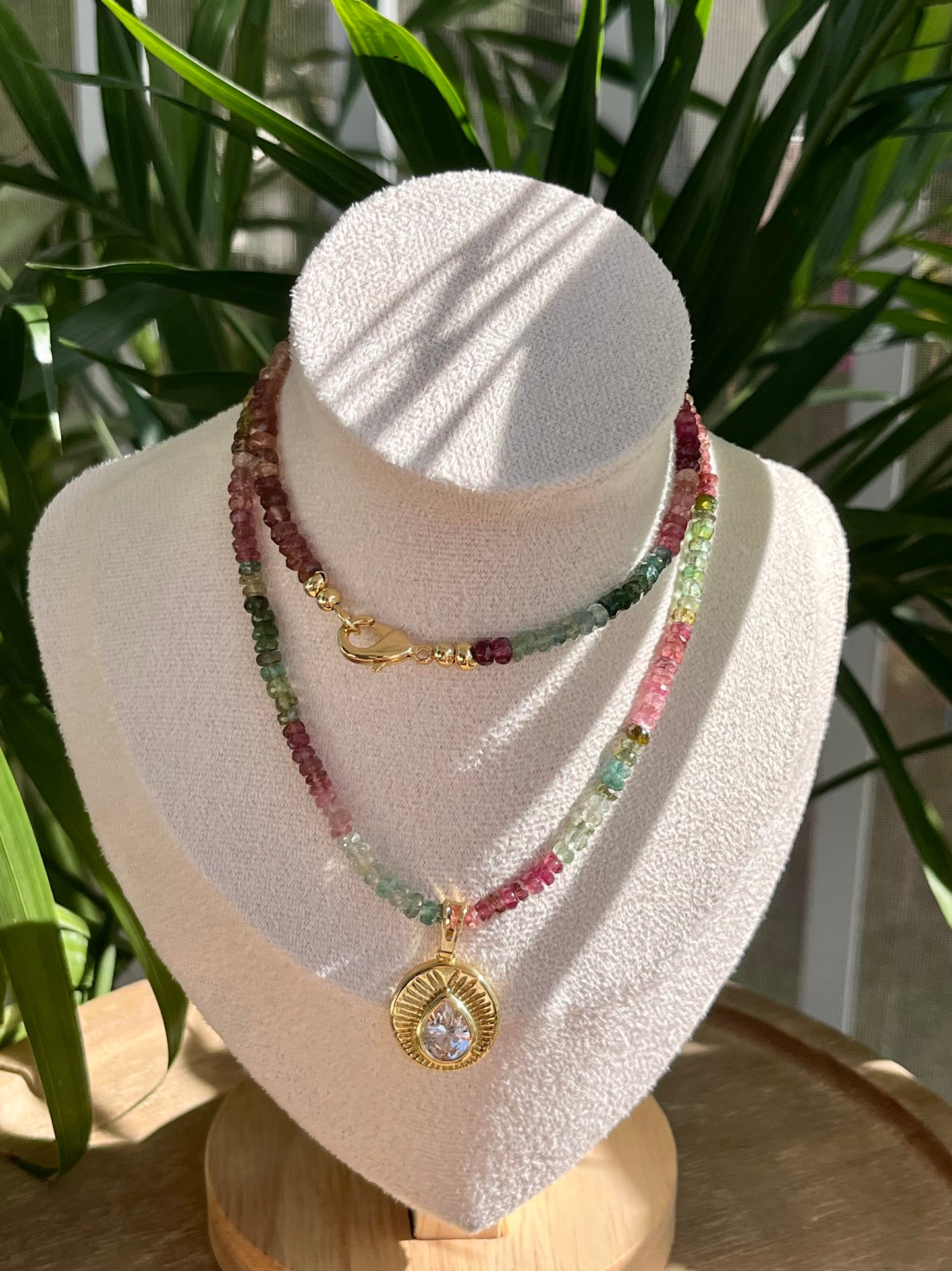 Watermelon Tourmaline Pendant Necklace