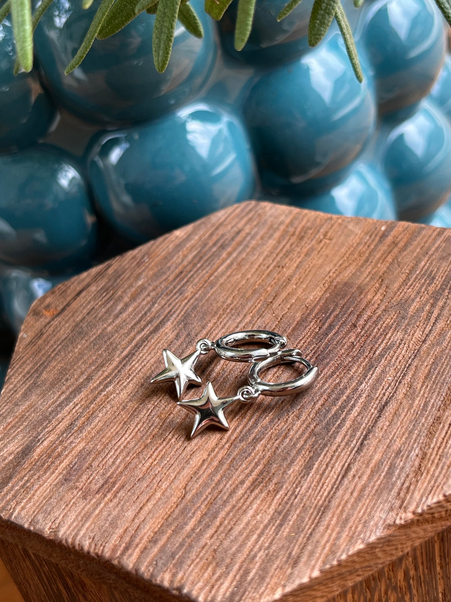 Silver Star Huggie Earrings