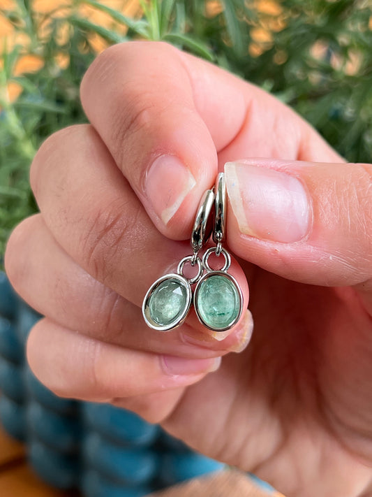 Silver Gemstone Huggie Earrings